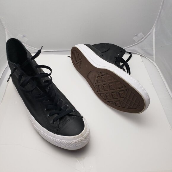 Converse All Star Chuck Taylor High Top Black Leather Sz M 15 - Picture 3 of 8